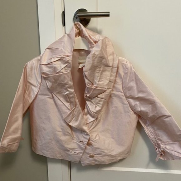 Raw Silk Skirt, Tank and Jacket Set, Baby Pink, Size 4 - Picture 1 of 12